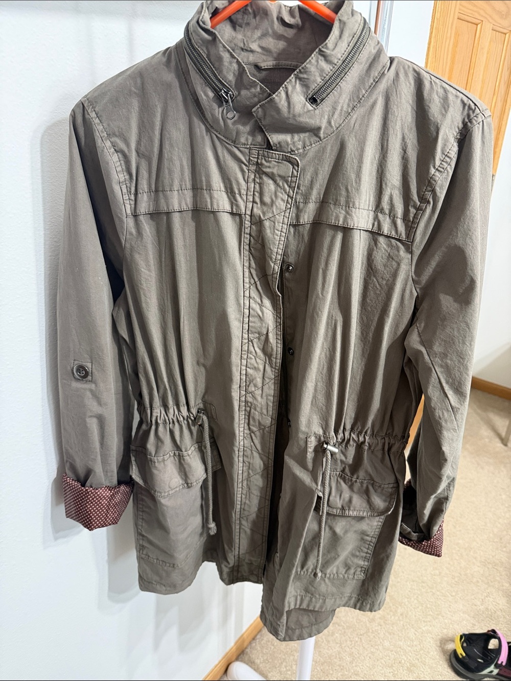BKE Olive Green Utility Jacket with Drawstring Waist